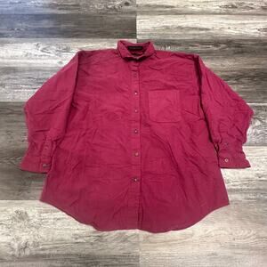 Eddie Bauer Bainbridge Flannel Vintage 90s Wine Red Men L Cotton Button Up Shirt